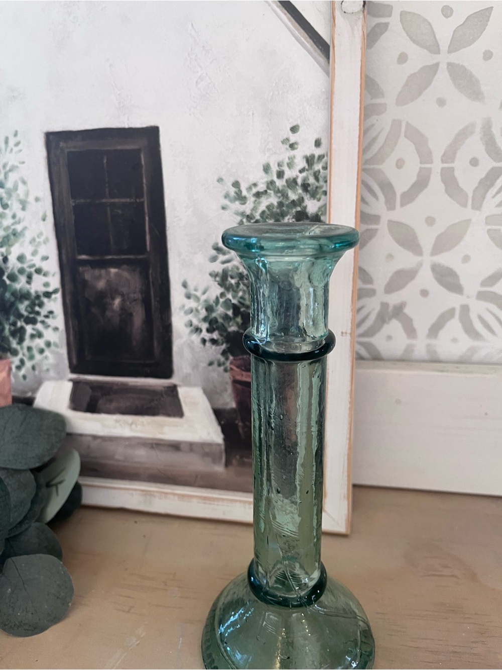 Glass Candlestick Holder in Aqua Blue - Home Accents - Picture 3 of 3